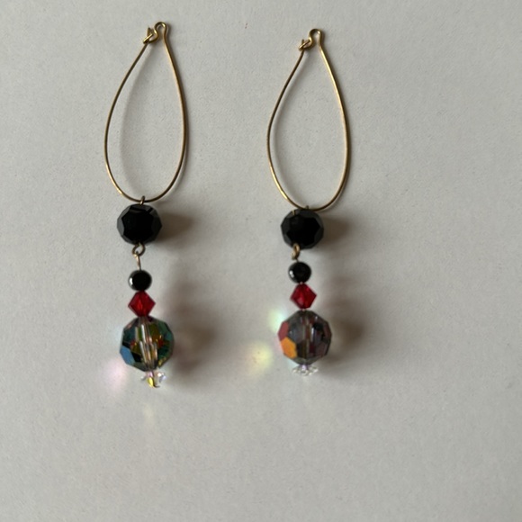 Multi-color crystal drop earrings - Picture 3 of 3